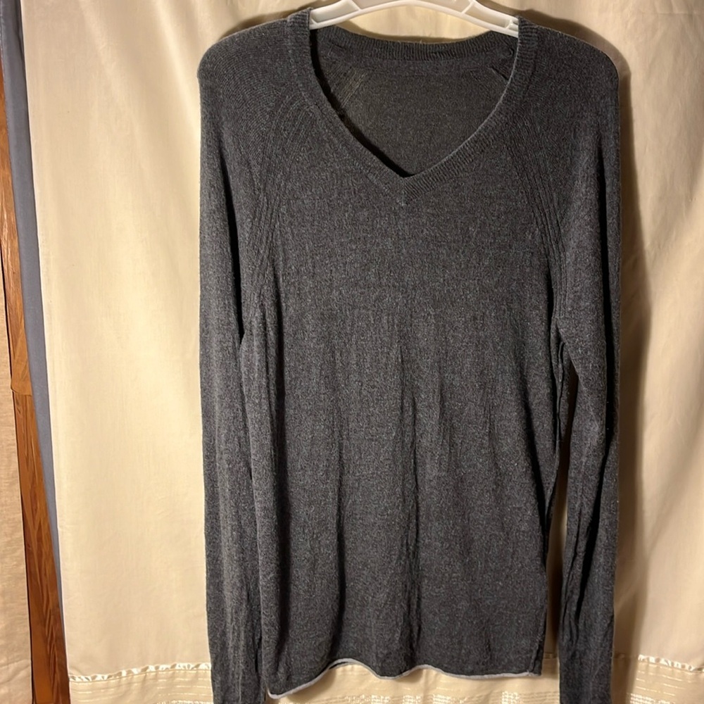 Charcoal Gray V-Neck Sweater with a touch of cashmere.  Size M.